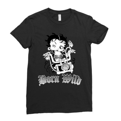 Betty Boop Motorcycle Ladies Fitted T-shirt Designed By Alextout