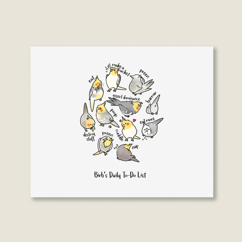 Cockatiel's Daily To Do List T Shirt Landscape Canvas Print | Artistshot