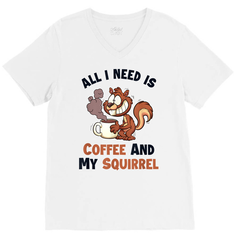 Coffee And My Squirrel Eastern Gray Japanese Fox Squirrel T Shirt V-neck Tee | Artistshot