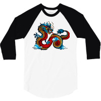 Beautiful Chinese Dragon In The Clouds Art T Shirt 3/4 Sleeve Shirt | Artistshot