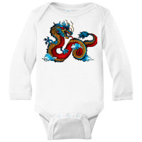 Beautiful Chinese Dragon In The Clouds Art T Shirt Long Sleeve Baby Bodysuit | Artistshot