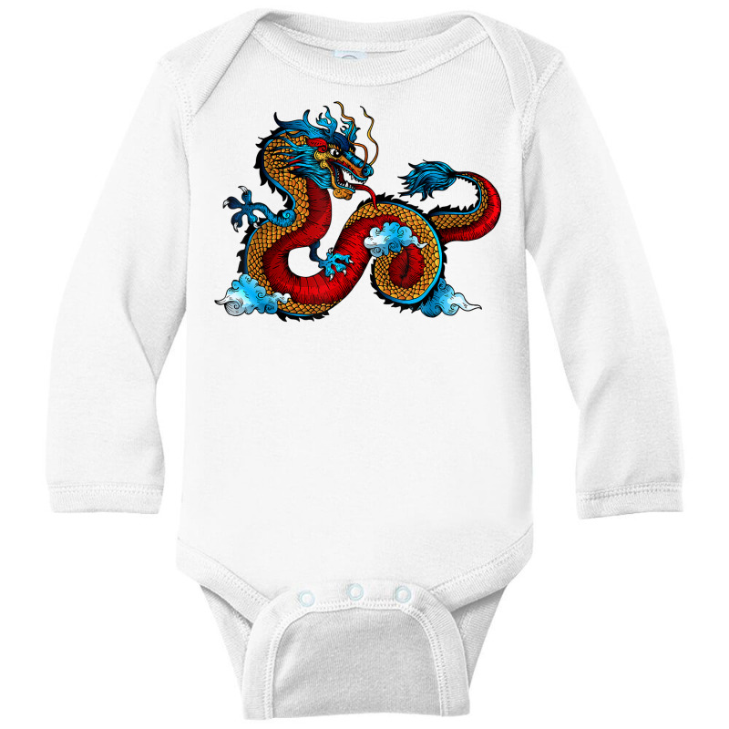 Beautiful Chinese Dragon In The Clouds Art T Shirt Long Sleeve Baby Bodysuit | Artistshot