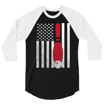 Bowling Bowler - America Usa Flag 3/4 Sleeve Shirt Designed By Rardesign