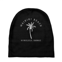 Retro Cool Waikiki Beach Hawaiian Island Palm Tree Souvenir Tank Top Baby Beanies | Artistshot