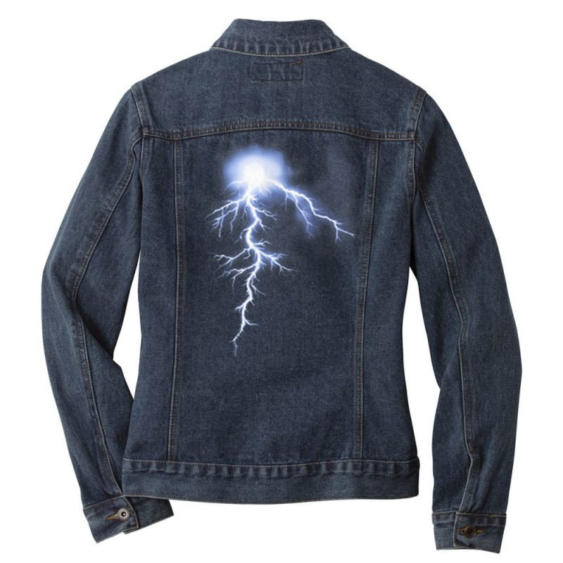 Lightning Strikes Thunder Graphic Flash Firebolt Bolt T Shirt Ladies Denim Jacket by juleakuehneman | Artistshot