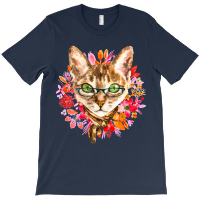 Cat With Glass, Cap & Bow Tie T-shirt Designed By Devart