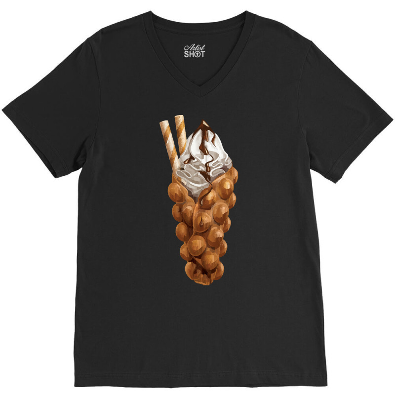 Bubble Waffle Ice Cream T  Shirt Egg Bubble Waffle Vanilla Ice Cream A V-Neck Tee by thymeartiste | Artistshot