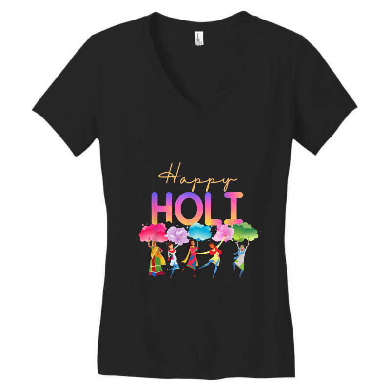 Happy Holi Festival Of Colors Women's V-Neck T-Shirt by creativelylily | Artistshot