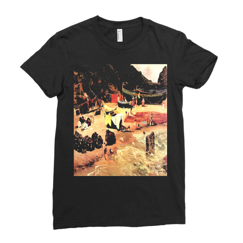 Famous Paintings T  Shirt Fishing Boats At Capri T  Shirt Ladies Fitted T-Shirt by geldingavocet | Artistshot