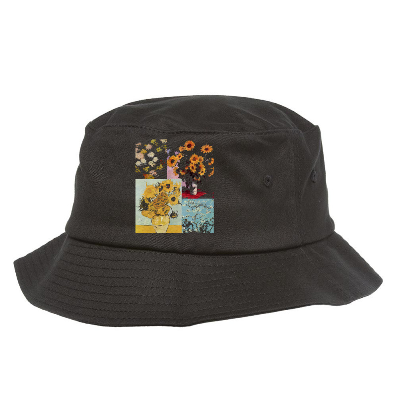 Famous Paintings T  Shirt Van Gogh Vs Claude Monet Floral Impressionis Bucket Hat by geldingavocet | Artistshot