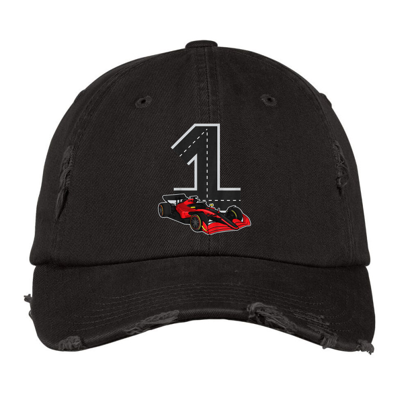 Kids 1 Years Old Kid Race Track Number Racing Car Birthday T Shirt Vintage Cap by survisgn | Artistshot