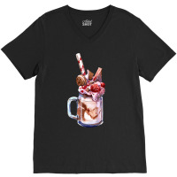 Chocolate Strawberry Milkshake T  Shirt Chocolate Strawberry Overshake V-neck Tee | Artistshot