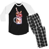 Chocolate Strawberry Milkshake T  Shirt Chocolate Strawberry Overshake Men's 3/4 Sleeve Pajama Set | Artistshot