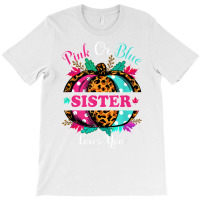 Pink Or Blue Sister Loves You Leopard Pumpkin Fall Season T Shirt T-shirt | Artistshot