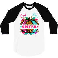 Pink Or Blue Sister Loves You Leopard Pumpkin Fall Season T Shirt 3/4 Sleeve Shirt | Artistshot