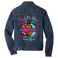 Pink Or Blue Sister Loves You Leopard Pumpkin Fall Season T Shirt Men Denim Jacket | Artistshot