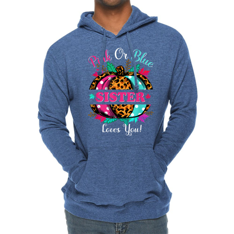 Pink Or Blue Sister Loves You Leopard Pumpkin Fall Season T Shirt Lightweight Hoodie by puawhla | Artistshot