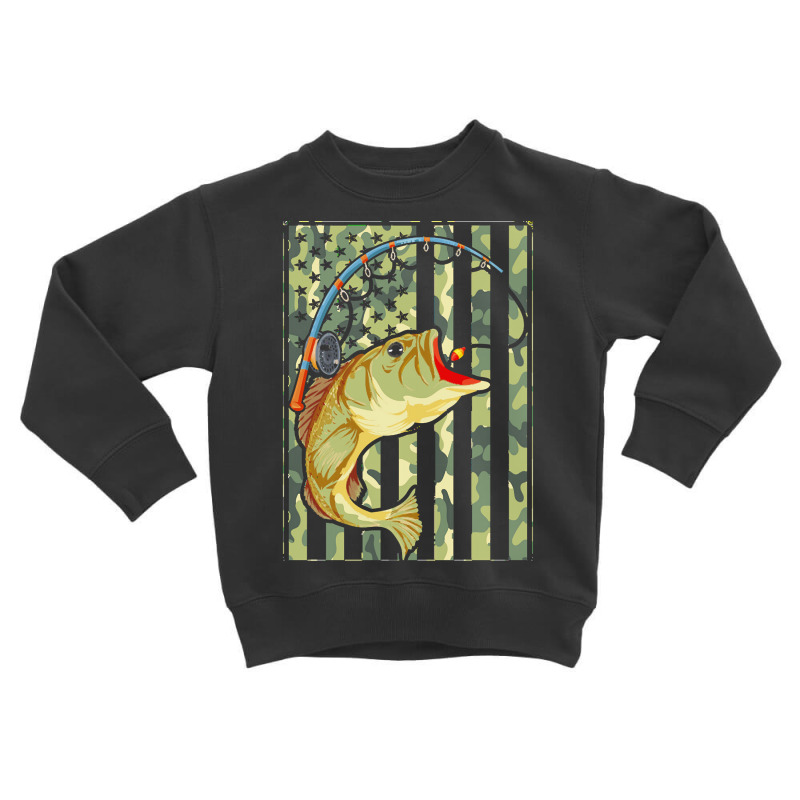 Fishing  Shirt Camouflage U S Flag American Fisherman Angle Fish Fishi Toddler Sweatshirt by rabbitappear | Artistshot