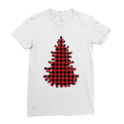 Christmas Tree Red Lumberjack Ladies Fitted T-shirt Designed By Zeynepu