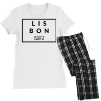 Portugal Capital Coordinates   Lisbon T Shirt Women's Pajamas Set | Artistshot