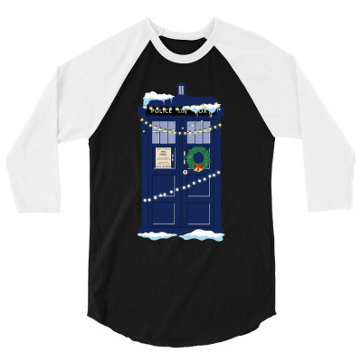 Christmas Doctor Who Police Box Tardis 3/4 Sleeve Shirt Designed By Zeynepu