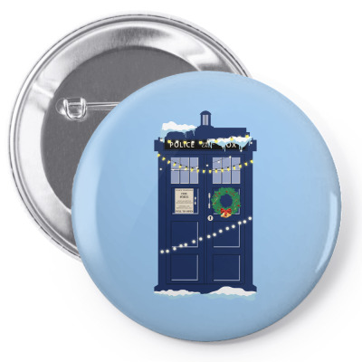 Christmas Doctor Who Police Box Tardis Pin-back Button Designed By Zeynepu