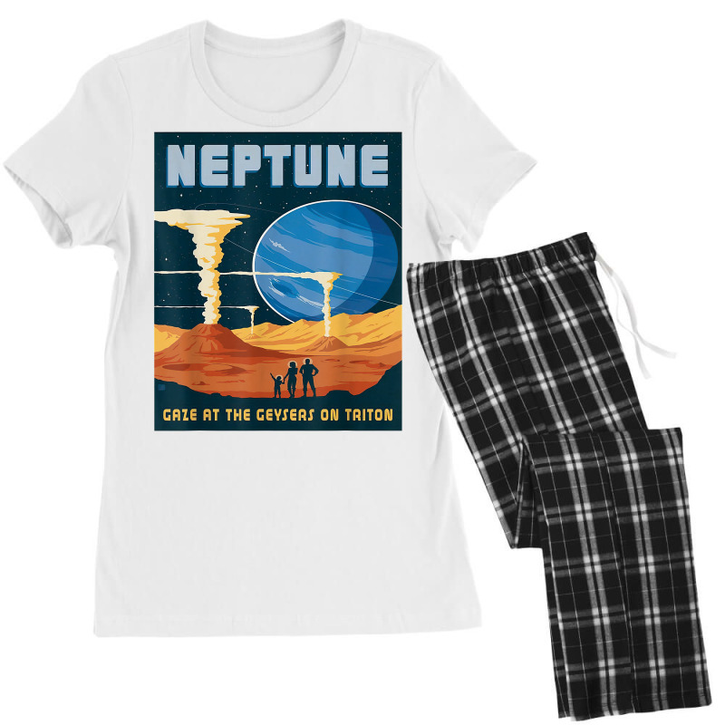 Retro Neptune Gaze At The Geysers On Triton Space Tourism T Shirt Women's Pajamas Set by puawhla | Artistshot