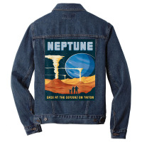 Retro Neptune Gaze At The Geysers On Triton Space Tourism T Shirt Men Denim Jacket | Artistshot