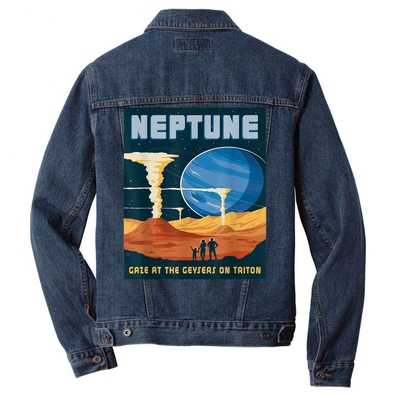 Retro Neptune Gaze At The Geysers On Triton Space Tourism T Shirt Men Denim Jacket by puawhla | Artistshot