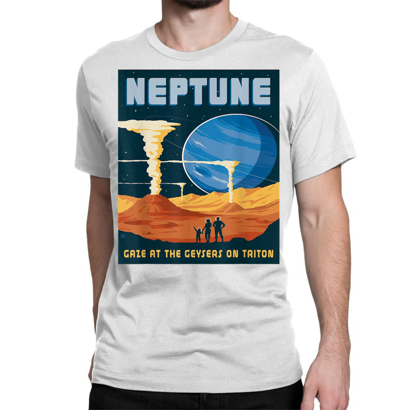 Retro Neptune Gaze At The Geysers On Triton Space Tourism T Shirt Classic T-shirt by puawhla | Artistshot