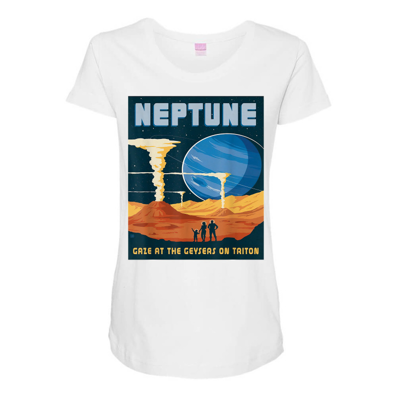 Retro Neptune Gaze At The Geysers On Triton Space Tourism T Shirt Maternity Scoop Neck T-shirt by puawhla | Artistshot