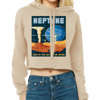 Retro Neptune Gaze At The Geysers On Triton Space Tourism T Shirt Cropped Hoodie | Artistshot