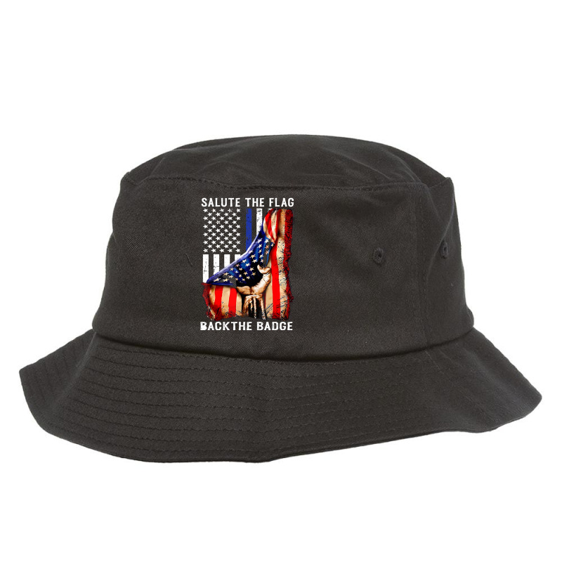 Salute The Flag Back The Badge Bucket Hat by qimanariski | Artistshot