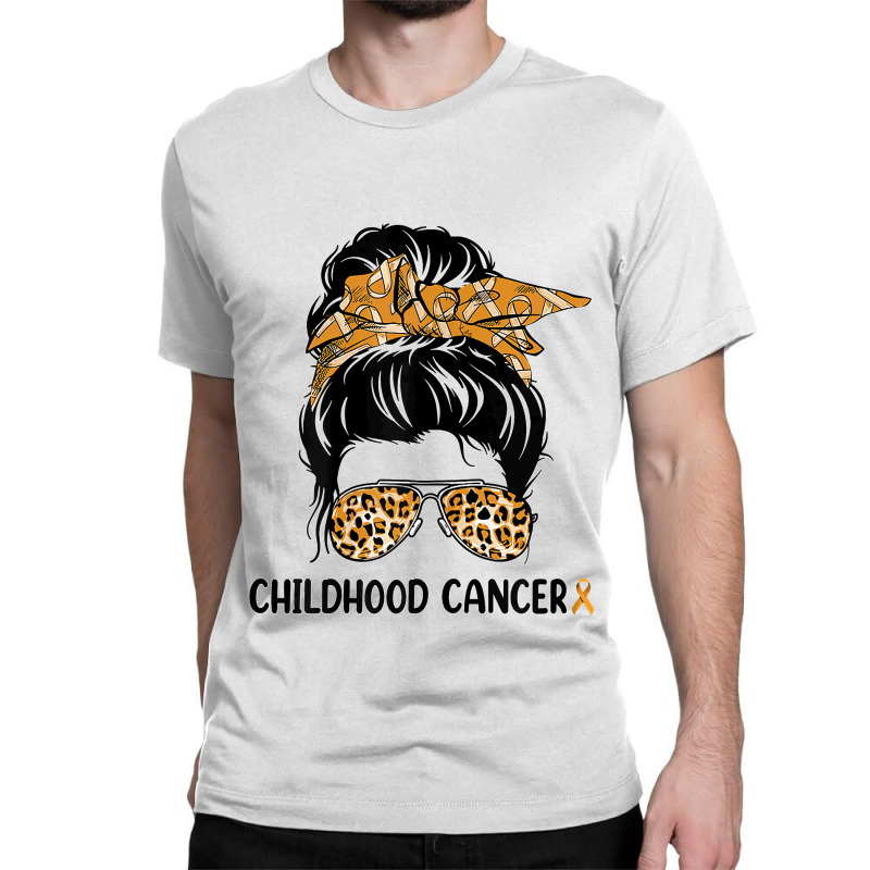 Womens Childhood Cancer Warrior Messy Bun Awareness Be Strong T Shirt Classic T-shirt | Artistshot