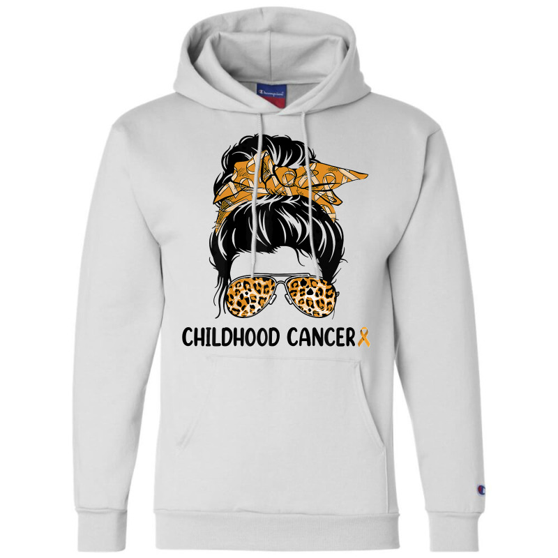 Womens Childhood Cancer Warrior Messy Bun Awareness Be Strong T Shirt Champion Hoodie | Artistshot