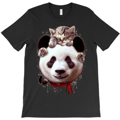 Cat On Panda T-shirt Designed By Jumali Katani