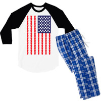 Beer Pong American Flag Men's 3/4 Sleeve Pajama Set | Artistshot