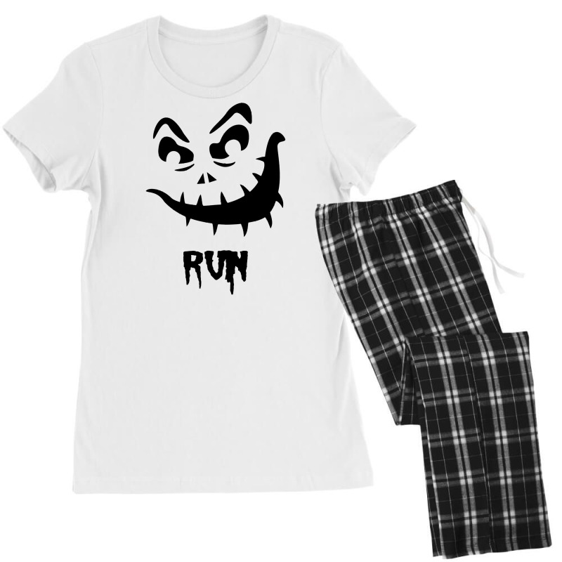 Halloween Pumpkin Funny Face Run Women's Pajamas Set | Artistshot