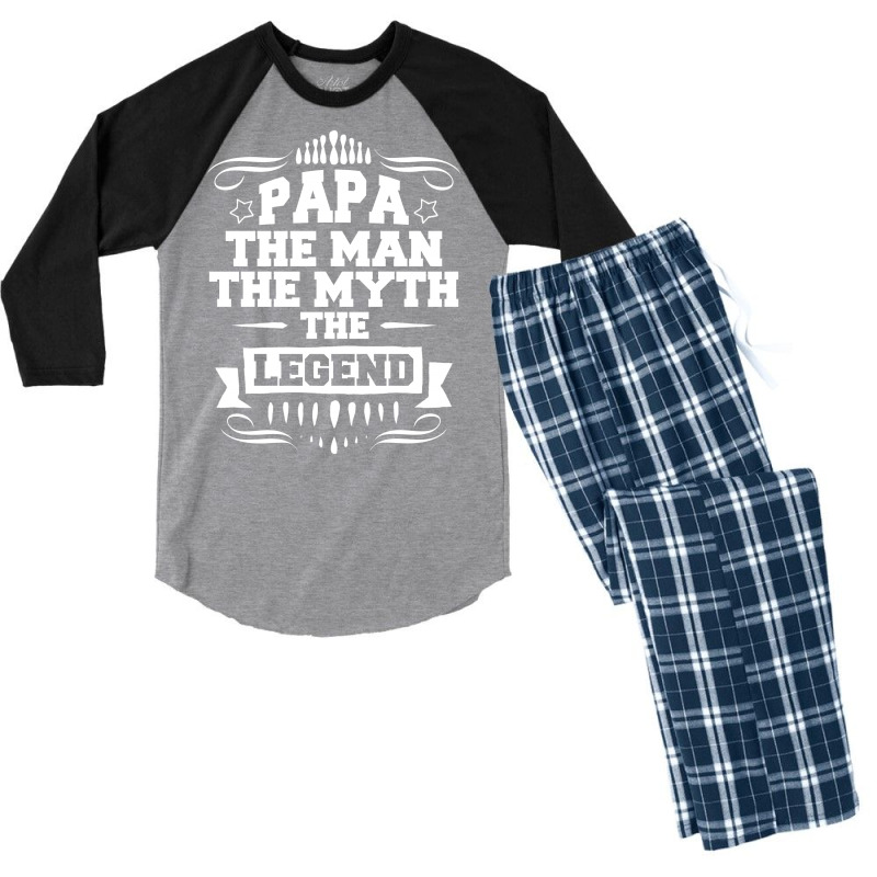 Papa The Man The Myth The Legend Men's 3/4 Sleeve Pajama Set | Artistshot