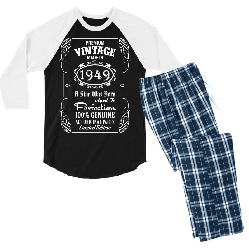 Premium Vintage Made In 1949 Men's 3/4 Sleeve Pajama Set | Artistshot