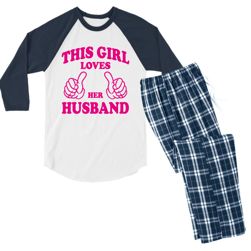 Girl Loves Her Husband Men's 3/4 Sleeve Pajama Set | Artistshot