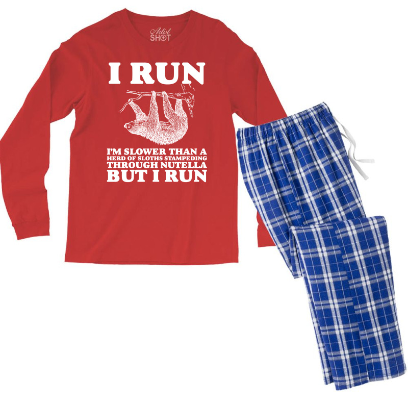 I Run. I'm Slower Than A Herd Of Sloths Stampeding Through Nutella Men's Long Sleeve Pajama Set | Artistshot