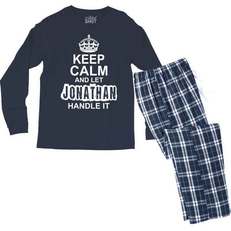 Keep Calm And Let Jonathan Handle It Men's Long Sleeve Pajama Set | Artistshot