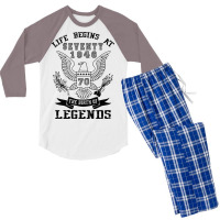 Life Begins At Seventy 1946 The Birth Of Legends Men's 3/4 Sleeve Pajama Set | Artistshot