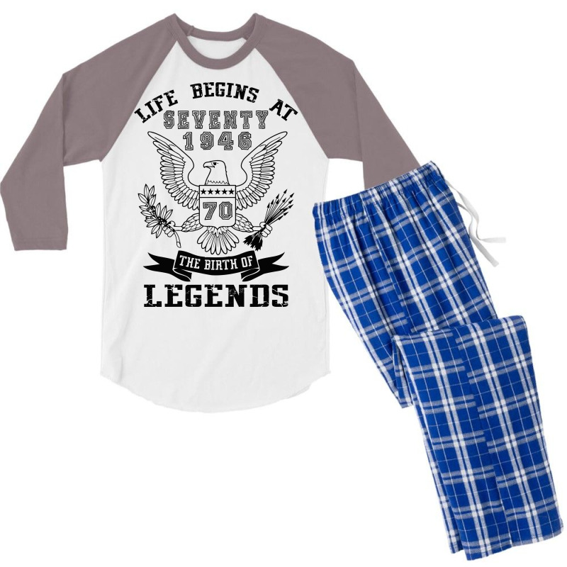 Life Begins At Seventy 1946 The Birth Of Legends Men's 3/4 Sleeve Pajama Set | Artistshot