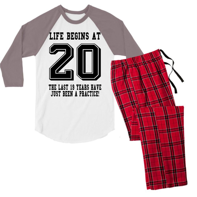Life Begins At 20... 20th Birthday Men's 3/4 Sleeve Pajama Set | Artistshot