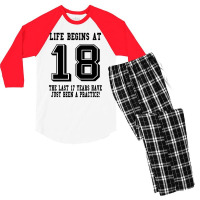 18th Birthday Life Begins At 18 Men's 3/4 Sleeve Pajama Set | Artistshot