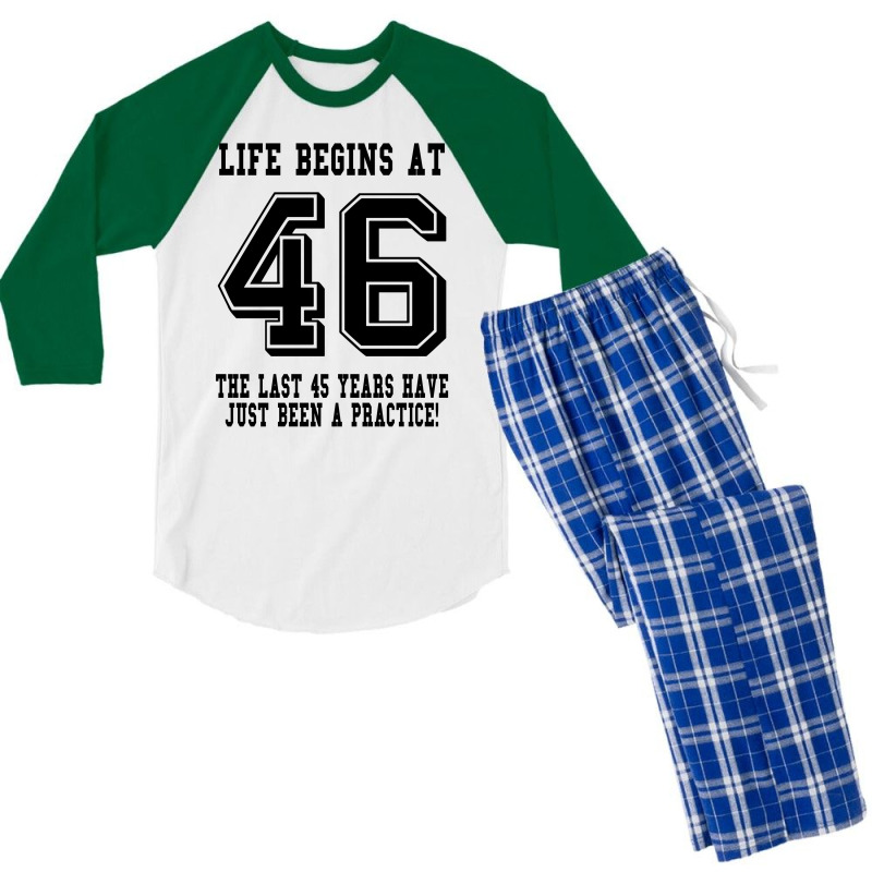 46th Birthday Life Begins At 46 Men's 3/4 Sleeve Pajama Set | Artistshot