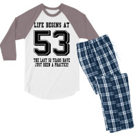 53rd Birthday Life Begins At 53 Men's 3/4 Sleeve Pajama Set | Artistshot