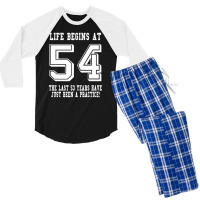54th Birthday Life Begins At 54 White Men's 3/4 Sleeve Pajama Set | Artistshot
